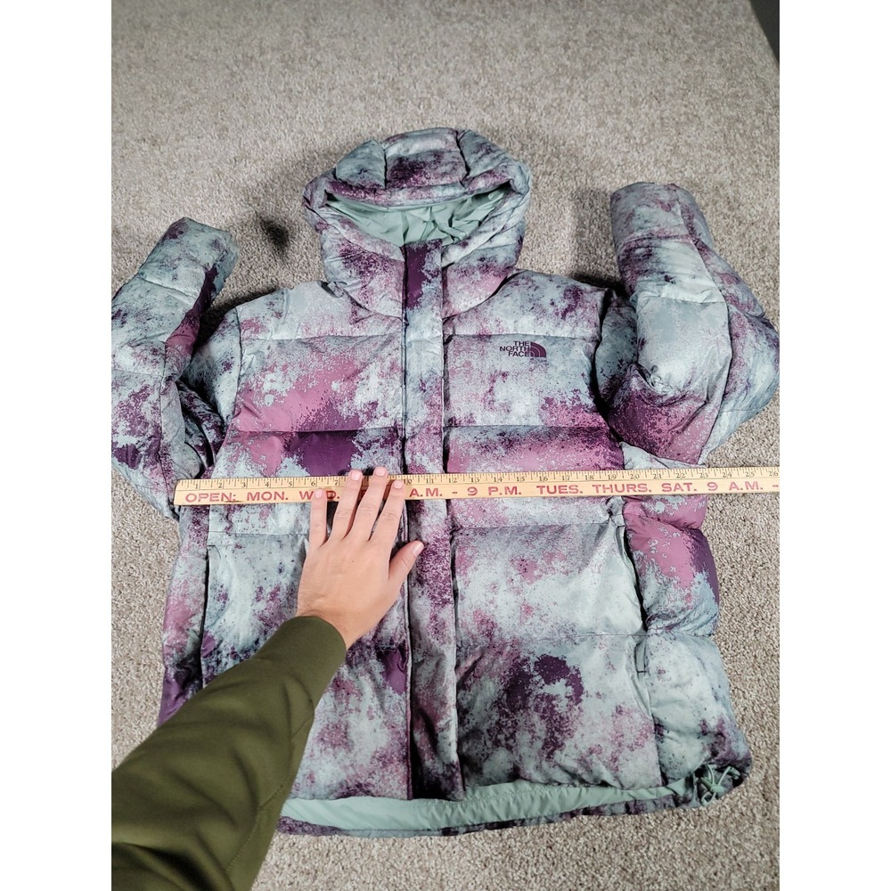 The North Face Puffer Jacket Womens Large Goose Down 700 Fill Hooded Ski Printed - Picture 14 of 16